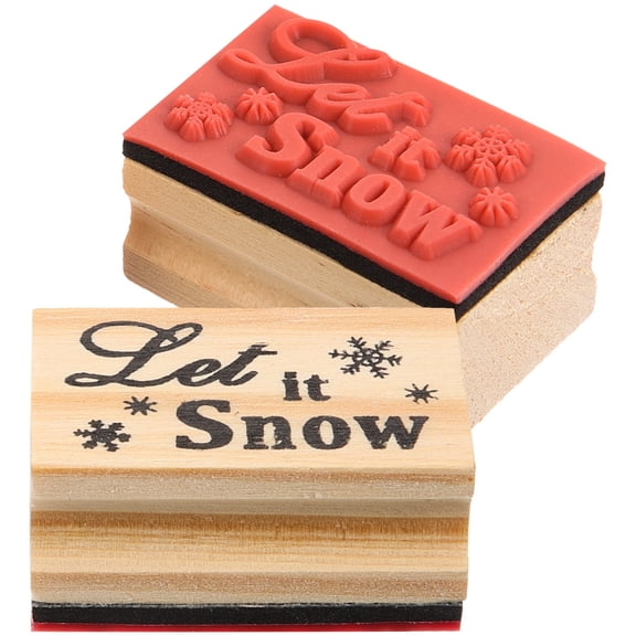 IMIKEYA Christmas Snowflake Stamps Multi-Color Wooden Xmas Pattern Seal 2Pcs