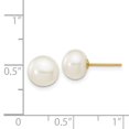 thumbnail image 4 of Auriga Fine Jewelry 14K Yellow Gold 7-8mm White Button Pearl Stud Earrings for Women, 4 of 5
