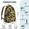 thumbnail image 5 of Sunflower and Narcissus Black Pattern Cute School Backpack Bag with Padded Back and Adjustable Shoulder Straps 16.9 X 12.6 X 5.9 Inches, 5 of 5