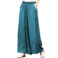 thumbnail image 5 of Delayuji Women's Linen Pant Embroidered Summer Loose Elastic Waist Casual Baggy Pants Wide Leg Pants Plus Size M-4XL, 5 of 7