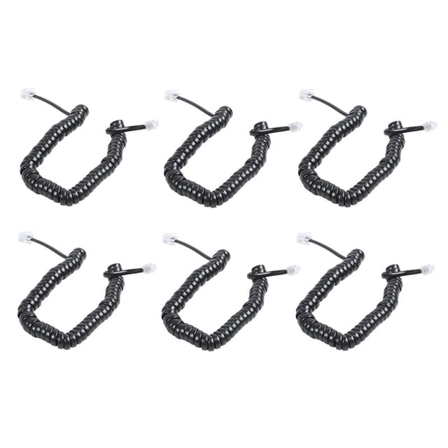 6piezas 9.3 Pulgada Negro RJ9 Cable Cordon de Bobina del Modem del Telefono