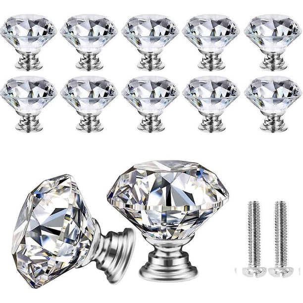 Pomos de cristal para cajones, pomos para muebles, aleación de zinc, cristal, pomos para muebles, tiradores para armario, tiradores para muebles (10 unidades)