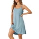 thumbnail image 4 of INSPIRAR CHIC Vestido de Noche Sin Mangas con Tirantes Cruzados Ropa de Dormir Noche L Azul, 4 of 6