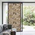 thumbnail image 3 of Brown Beige Stones Window Privacy Film, Farmhouse Stones Modern Art Static Cling UV Sun Blocking Heat Control Window Tint Day and Night, Non-Adhesive One Way Windows Privacy Cover 35.4''x78.7'', 3 of 7
