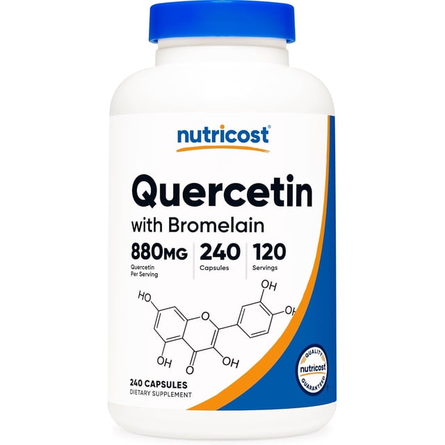 Nutricost Quercetin with Bromelain | 880 Mg Quercetin Per Serving | 240 Capsules | 120 Servings