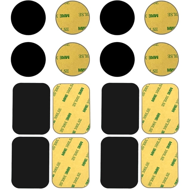 8 placas metálicas autoadhesivas para soporte magnético de teléfono para coche (negro)
