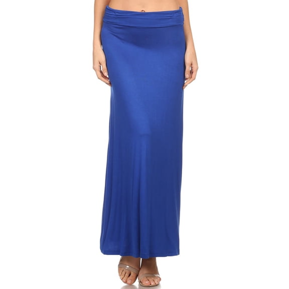 Women's Trendy Style Solid Maxi Long Skirt High Waist Waistband Relaxed Fit
