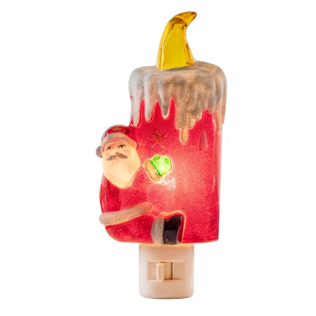 Novelty Lights LED Lamp Santa Claus with Candle Christmas Decoration Night Light with Swivel Plug