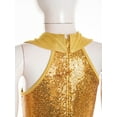 thumbnail image 5 of iiniim Girls Sequins Full Body Tank Unitard Catsuit Zipper Hippie Disco Dance Gymnastics Jumpsuit Playsuit Dancewear Size 6-14 Gold 14, 5 of 7