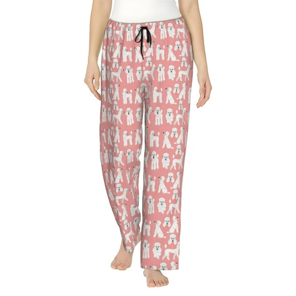 Balery Cute Poodle Dog Pantalones de pijama para mujer, pijamas ultraligeros, pantalones de estar por casa-Medium