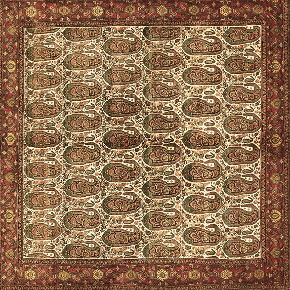 Ahgly Company Machine Washable Indoor Square Persian Brown Traditional Area Rugs, 4' Square