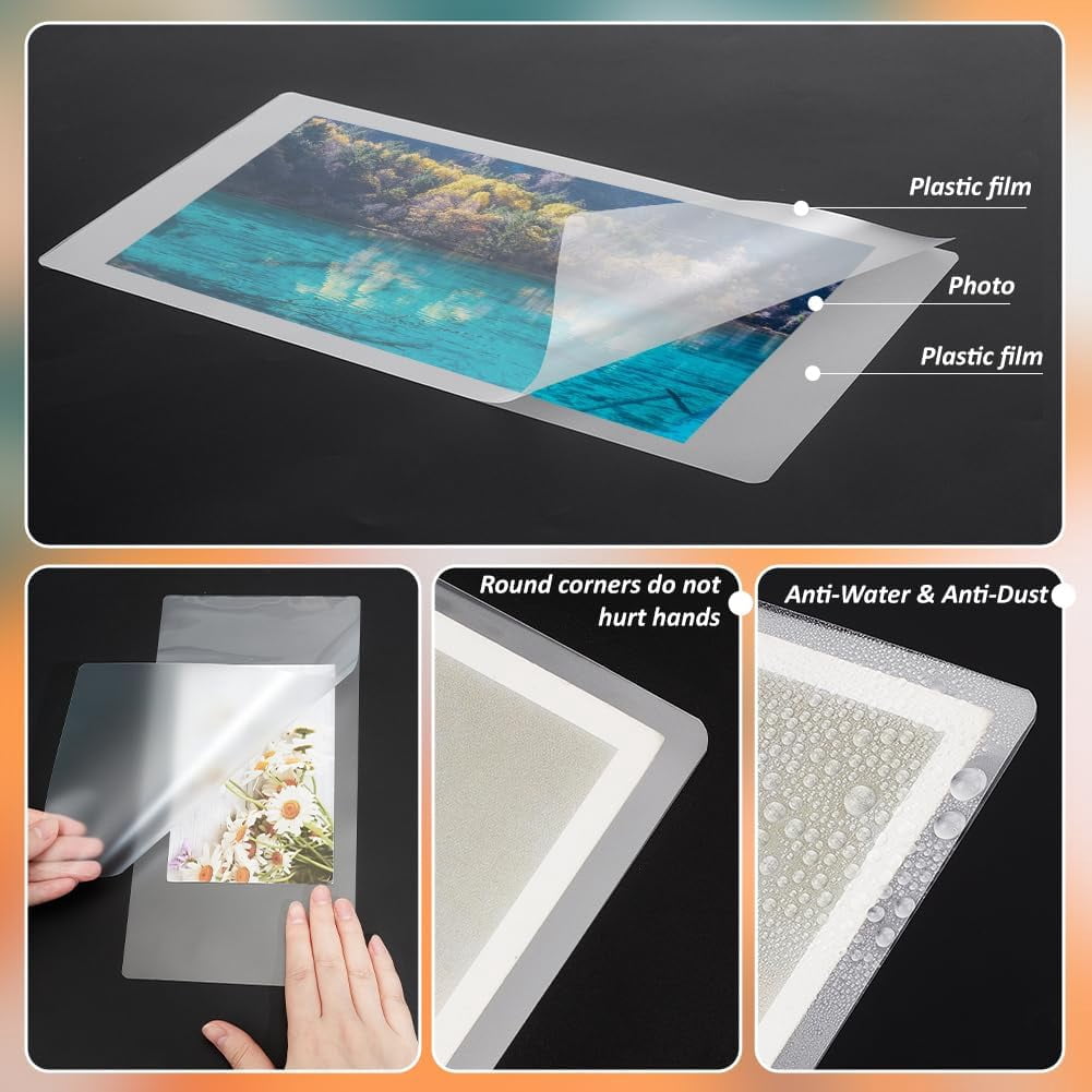 1set 100Pcs Plastic Laminating Pouches Thermal Laminating Sheets Photo Protecting Sheets for Photos and Notes 10.43x5.28x0.004 inch Clear