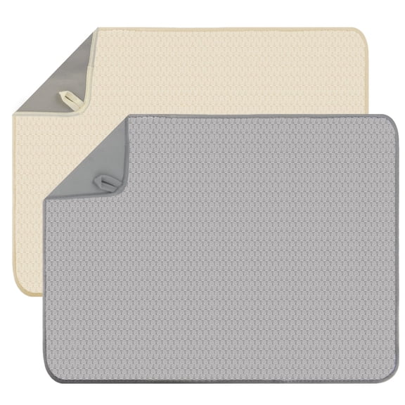 HUIANER 2 Pack Kitchen Drying Mat, Absorbent Microfiber Dishes Drainer Mats 23.6 x 17.7 Inch,Multicolor