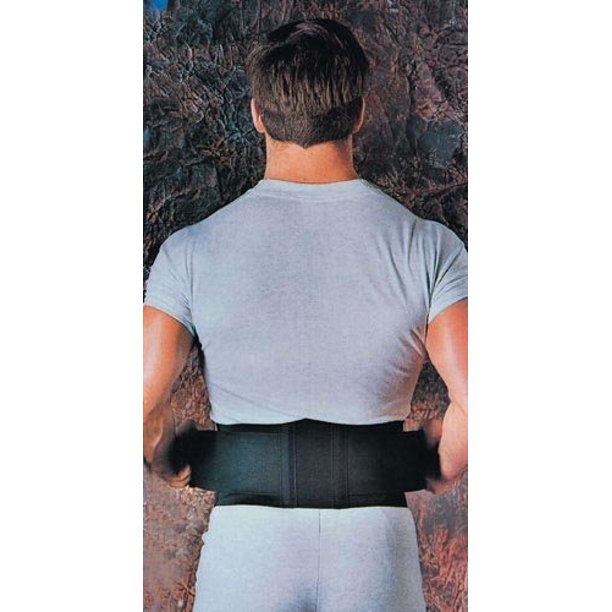 Sport Aid Back Belt Support with Suspenders, 6", Black