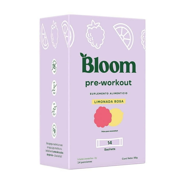 Suplemento alimenticio Bloom Sachet Pre Workout Caja con 14 sobres de 7 g c/u