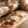 thumbnail image 4 of JWZZYD Scalloped Floral Plush Bathroom Runner Rug, 63"x19.68" Soft Absorbent Non Slip Floor Mat, Washable Flower Pattern Carpet for Bathroom, Bedroom, Entryway & Home Flooring Decor(Brown, 1 Pack), 4 of 7