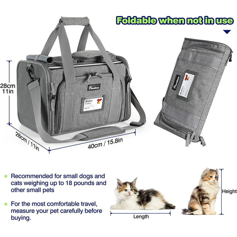Pawaboo Large Pet Carrier Backpack, Cat Backpack or Small Dog Backpack for Travel , Cat Carry Bag with Food Container & Super Ventilated Design