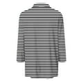 thumbnail image 3 of Scyoekwg Going Out Tops for Women 3/4 Sleeve V-Neck Lapel Three-quarter Sleeve Tshirt Fall Clothes Striped Printed Graphic Tops Dressy Casual Blouses Fashion Loose Tops(Gray,L), 3 of 5