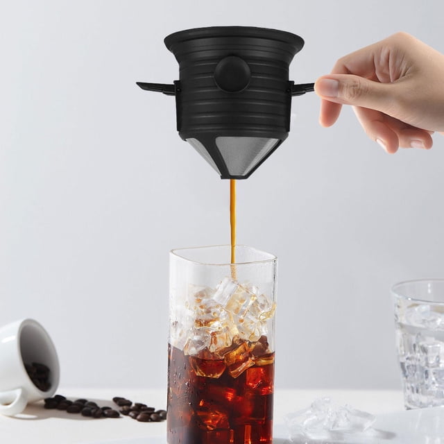 Filtro de café,Filtro de café para verter sobre una sola taza,Filtro de café en forma de cono de acero inoxidable reutilizable,Gotero reutilizable sin papel para café vertido,Accesorios