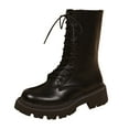 thumbnail image 3 of UngA Womens Combat Boots Lace-up Mid-calf Boots Military Winter Woman Boots Black,Size 8, 3 of 7