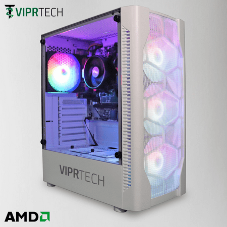 ViprTech.com Snowstorm Gaming PC Desktop Computer - AMD Ryzen 3 2200G, AMD Radeon Vega 8 2GB Graphics, 8GB DDR4 RAM, 128GB M.2 SSD, 500GB HDD, WiFi, RGB