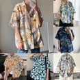 thumbnail image 2 of Mens Summer Shirt Patch Pocket Quick Drying Hawaiian Floral Leaves Print Tops, 2 of 7
