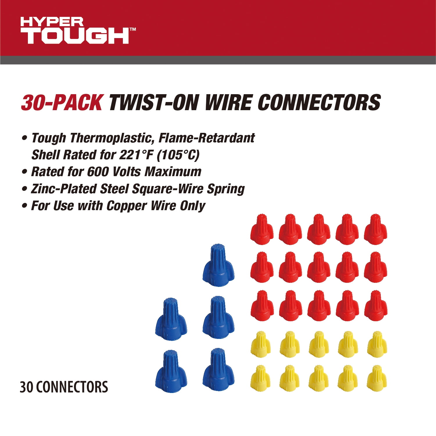 Hyper Tough 30-Piece Assorted Twist-On Wire Connectors