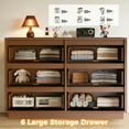 thumbnail image 5 of Wood Dresser, 6 Drawer Dresser for Bedroom, Modern Chest of Drawers with Deep Drawers Waterproof Living Room, Hallway, Entryway,Brown, 5 of 12