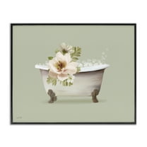 Stupell Industries Soft Blooms Bubble Bath Bath & Laundry Painting Black Framed Art Print Wall Art, 14 x 11