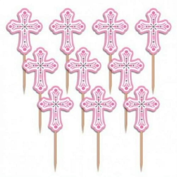 Pink Religious Party Picks - 36 ct