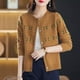 thumbnail image 2 of Autumn Winter New Round Neck Long Sleeve Fashion Sweater Women High Street Casual Printing Button Cardigan Elegant All-match Top, 2 of 5