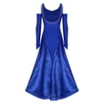 thumbnail image 6 of Doomiva Women's Ballroom Dance Dress Rhinestones Flared Dress Long Swing Skirt Modern Waltz Cha Cha Dress Blue M, 6 of 7
