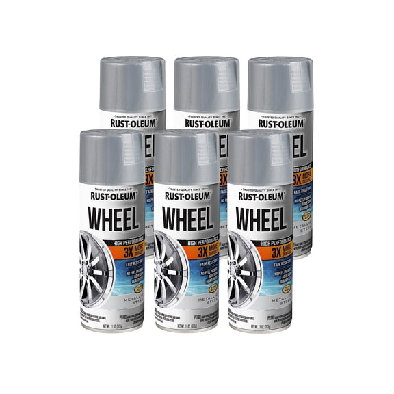 Rust-Oleum High Performance Wheel Spray Paint Metallic Steel 11 oz (Case of 6)