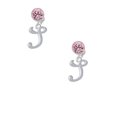 thumbnail image 2 of Delight Jewelry Silvertone Small Gelato Script Initial - S - Pink Crystal Clip on Earrings, 2 of 5