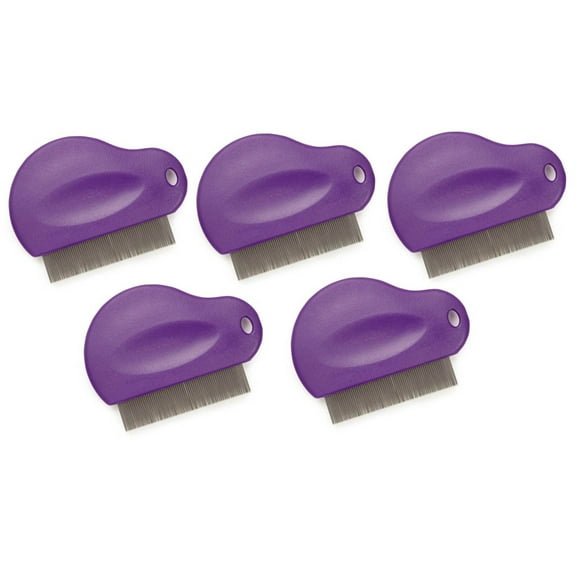 Pet Flea Combs Contoured Grip 3" 29 Tooth Tool Black or Purple Bulk Available (Purple - 5 Combs)