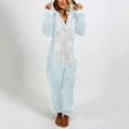 thumbnail image 2 of Pejock Women's Novelty One-Piece Pajamas Valentine's Day Family Christmas Pajamas Hooded Bandage One Piece Long Sleep Romper Pajama Bodysuit Jumpsuit Bodycon One-Piece Flannel Pjs Sleepwear, 2 of 5