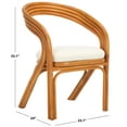 thumbnail image 3 of Safavieh Jennabrook Modern Rattan Dining Arm Chairs, Walnut / White, 3 of 7