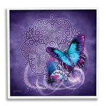 Stupell Industries Celtic Purple Butterflies Animals & Insects Painting White Framed Art Print Wall Art, 12 x 12