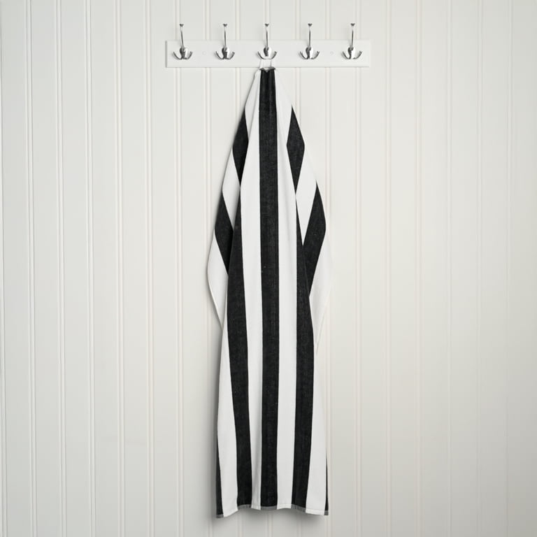Mainstays Cabana Stripe Beach Towels, 4 Pack, 58 in x 28 in, Black