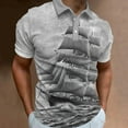 thumbnail image 2 of Vintage Sailboat Pattern Print Summer Button Down Collar Men's Polo Shirt Casual Tops Oversized Short Sleeve Trend Men Clothing, 2 of 6