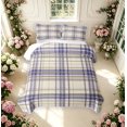 thumbnail image 2 of Manfei Modern Checkered Quilt King,Geometric Check King Coverlet Set,Beige Purple,3 Pieces,1 Bedspread and 2 Pillowcases, 2 of 7