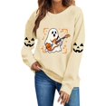 thumbnail image 2 of TKLPEHG Halloween Sweatshirts for Women Cute Guitar Ghost Graphic Fall Sweatshirt Fashion Crewneck Long Sleeve Casual Vintage Pullover (Beige,XS), 2 of 8