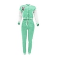 thumbnail image 4 of Women Autumn Baseball Suit Two Piece Set Letter Prints Baseball Tops Jacket Fall And Winter Sweatpants Jogger Set Sweatsuit Two Piece WearSet Women Long Suit Plaid Suit Womens Corporate Attire 3 Piece, 4 of 4
