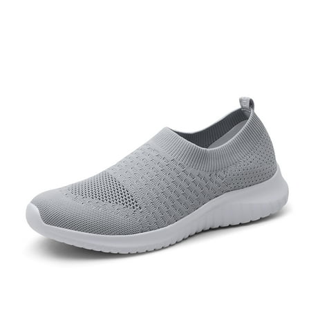 

TIOSEBON Women s Walking Shoes Slip on Casual Travel Sneakers 7.5 US Gray