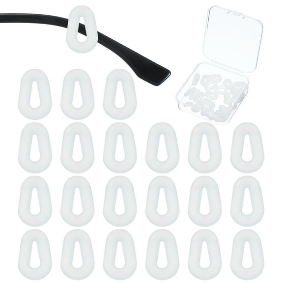 Uxcell Water Drop Shape Eye Glasses Ear Grips, Anti-Slip Silicone Comfort Eyeglass Ear Hooks with Box White