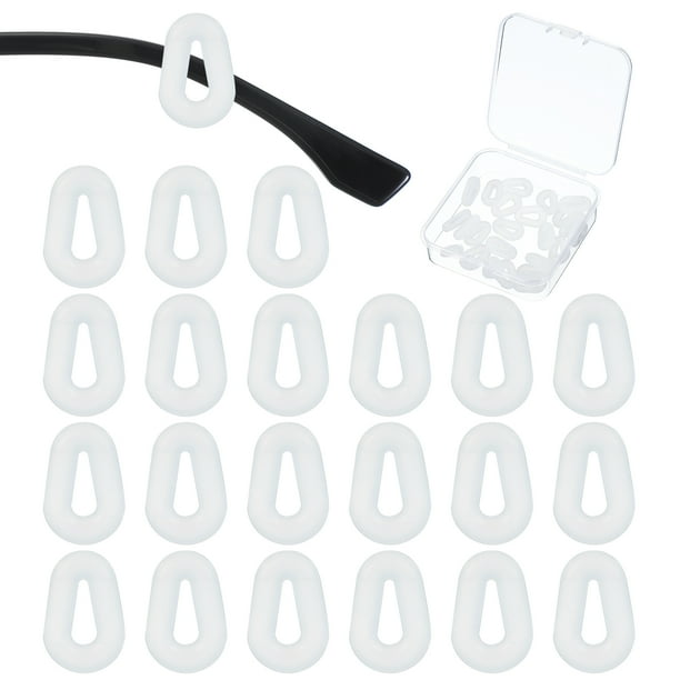Ganchos para Orejas de Gafas en Forma de Gota de Agua Uxcell, Antideslizantes de Silicona, Ganchos de Gafas de Confort con Caja Blanca