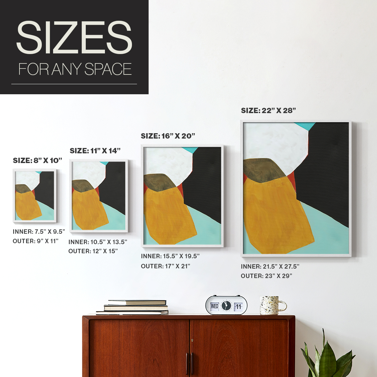 Graphica I Framed Print in White Solid Wood Framed Print No Nail Hanging