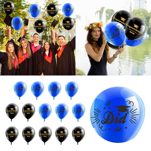 Graduation Balloons Decorations Set with Ribbons Complete Party Celebration Supplies Kit Bundle for Commencement Bright Festive Joyful Elegant