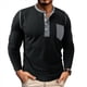 thumbnail image 1 of Camisetas Henley de Larga Raglán para Hombre, Informales, Ajustadas y A . Negro XL, 1 of 6