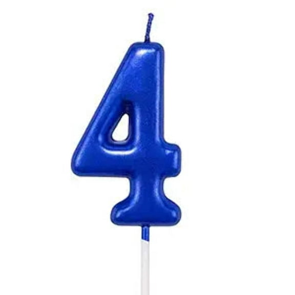 Birthday Candle Number 4 - Blue Outline